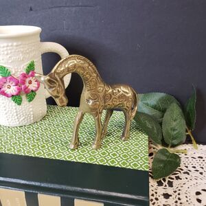 Cute Vintage Mini Solid Brass Giraffe Figurine 3.5" African Animal Decor